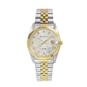Bonia BNB10550-3116 Silver Gold White SAPPHIRE Lady
